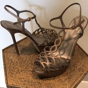 Sergio Rossi Scalloped Platform T-Strap Sandals